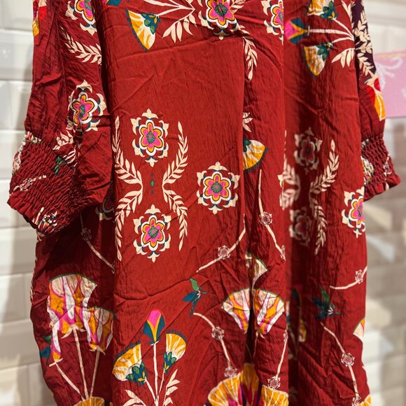 SCRUNCHED SLEEVE PAISLEY MIDI DRESS - Picture 2 of 4